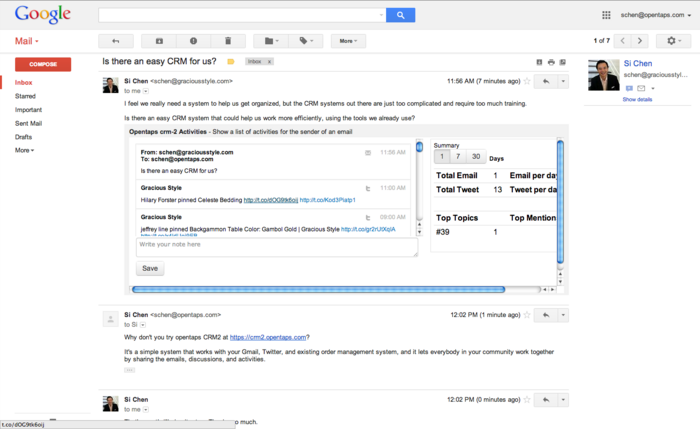 Opentaps CRM2 Gmail UI.png